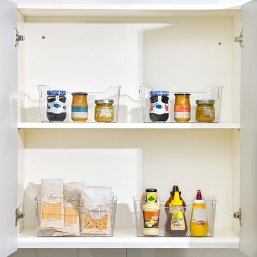 Clear Plastic Storage Bins - 12 Pack Pantry Organizers and Storage, Clear Pantry Organizer Bins, X-Large Plastic Containers with Handle for Kitchen,Freezer,Cabinet,Closet,Bathroom Under Sink - size: X-Large