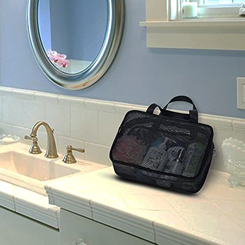 Moyad Mesh Shower Caddy Portable Toiletry Tote Gym Bag for College Dorm Bathroom (Black Large) - size: Medium