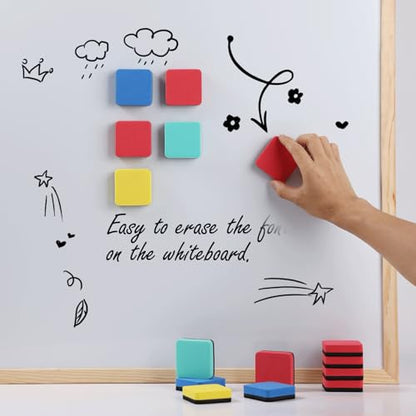 XKDOUS 35 Pack Dry Erase Eraser, Magnetic Whiteboard Eraser Bulk, Small White Board Eraser for Kids, Dry Erase Board Eraser, Mini Dry Erase Erasers Perfect for Classroom(4 Color Set, 2 x 2 Inch) - color: Green, Blue, Yellow, Red
