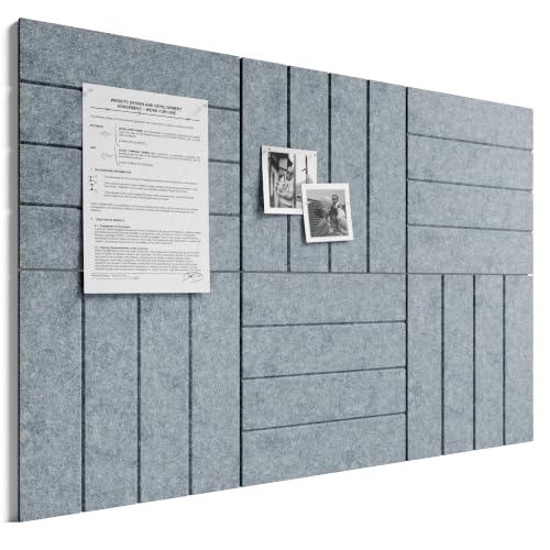 Bumusty Large Cork Board Alternative-36 x 24" Felt Bulletin Board Tiles, with 30 Pushpins, 40 Adhesive Tabs, Bold-Stripe 6-Pack, Cork Boards for Office Push Pin Board Felt Board-Blue Gray - color: Blue Gray, size: Bold-stripe 6-pack