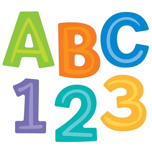 Carson Dellosa 76-Piece Modern Cutout Letters, 4" Colorful Uppercase Alphabet, Numbers, Punctuation, and Symbols for Bulletin Board, Posterboard, Party, and Classroom Decor - size: 76 Count (Pack of 1)