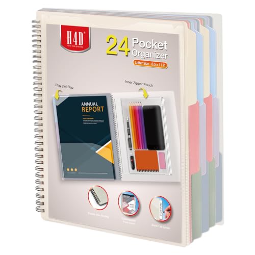 H4D 24 Pocket Morandi Color Spiral Multi Pocket Folder Poly Project Organizer - color: Morandi Color, style: 24 Pockets