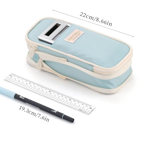 EASTHILL Big Capacity Pencil Case Large Pencil Pouch Stationery Pen Bag for Teen Girls-Blue - color: Blue
