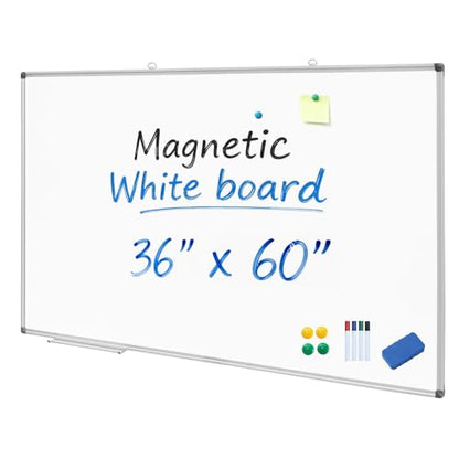 XIWODE Large Magnetic Dry Erase Whiteboard 36x60 Inch, Wall-Mounted Silver Aluminum Frame, Anti-Stain No Ghosting for Home School Office Conference Room - color: Silver, size: 36x60 Inches