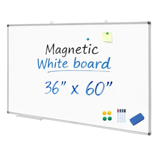 XIWODE Large Magnetic Dry Erase Whiteboard 36x60 Inch, Wall-Mounted Silver Aluminum Frame, Anti-Stain No Ghosting for Home School Office Conference Room - color: Silver, size: 36x60 Inches