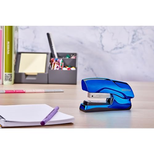 Bostitch Office Heavy Duty Stapler, 40 Sheet Capacity, No Jam, Half Strip, Fits into the Palm of Your Hand, For Classroom, Office or Desk, Metallic Blue - color: Metallic Blue, style: Compact