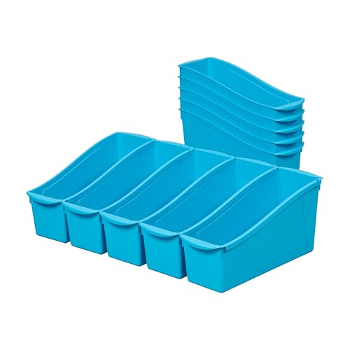 ECR4Kids Linking Plastic Storage Book Bin, Multipurpose Organization, Neon Blue, 10-Piece - color: Neon Blue