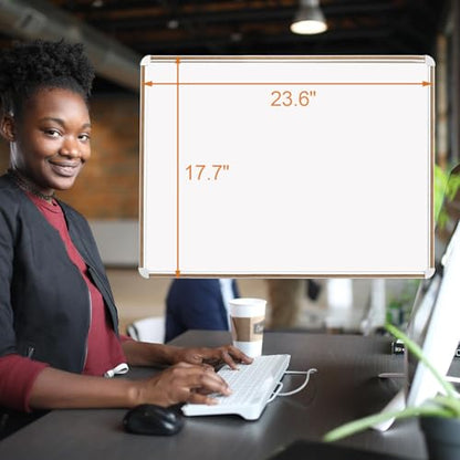 Large Magnetic White Board for Wall,Aluminum & Cork Strip Frame Whiteboard for Office,Presentation Dry Erase Board Wall Mount,Large Whiteboard for School Classroom Huge Whiteboards (24" W x 18" H) - size: 24"W x 18"H