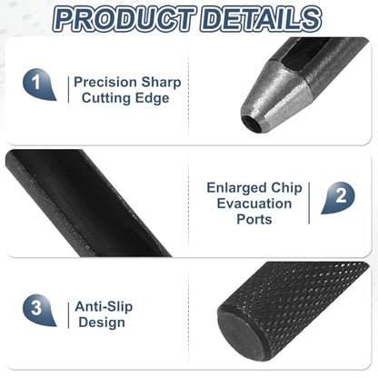 HARFINGTON Leather Hole Punch 13mm Hollow Round Hole Puncher Cutter Carbon Steel Tool for Watch Cloth Belt Gaskets DIY Leather Craft Repair, Black - size: 13mm