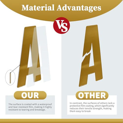 6 Inch Letter Stickers, 76 Pieces Self Adhesive Large Alphabet Symbol Sticker,Mailbox, Door, Truck and Outdoor, Waterproof & Weatherproof, 14 Sheets Gold - color: Gold