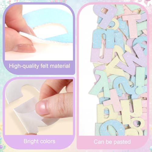 Breling 310 Pieces Felt Letter Bulletin Board Letters Sticker with Number 2" Bulk Self Adhesive ABC Upper Lowercase Sticky Letter for Xmas Gift Bulletin Board Classroom (Macarons Color) - color: Macarons Color