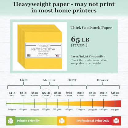 Cardstock Warehouse Pop-Tone Lemon Drop Yellow Cardstock Paper – 25 Sheets, 12 x 12" - 65 lb / 175 GSM Premium Yellow Card Stock for Die-cutting, Crafts, Scrapbooking, Card Making and DIY Projects - color: Lemon Drop Yellow
