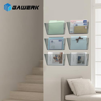 Gawerk Clear Acrylic Single Pocket, Plastic Hanging Wall Mount File Holder for Office Home (Gray, 6 Pack) - color: Gray, size: 6 Pack