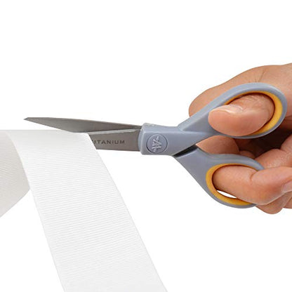 Westcott ‎13824 7” & 5” Pointed Titanium-Bonded Crafting Scissors with Soft Handles, Gray/Yellow (2 Pack) - style: Multiple (2 pack)