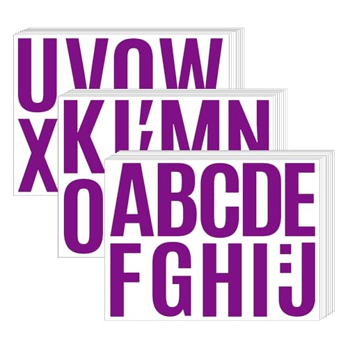 272 Pcs 24 Sheets Large Letter Stickers, 4 Inch Vinyl Bulletin Board Letters, Self-Adhesive for Poster Board, Classroom, Window, Door Decor (Purple) - color: Purple (4")