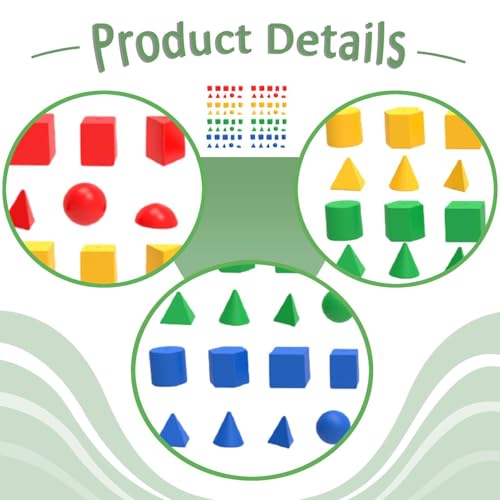 DuskHaven 80 Pieces Geometric Solid Blocks 3D Shapes Pattern Blocks Math Manipulatives Multicolor PP Material Suitable for Early Childhood