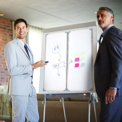 AmazingSpark 36” x 24” Foldable Whiteboard Dry Erase Board Large Tri Folding Whiteboard Magnetic Dry Erase Board, Wall Aluminium Frame and Pen Tray for Office, Home - size: 36”W x 24”H