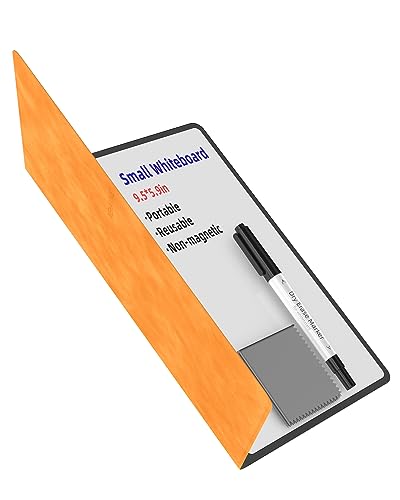 Mehaving Portable Small White Board Dry Erase Board, Reusable 9.5 * 6.6in Notebook Memo, Office Home Supplies Desk Accessories MH760 (Orange) - color: Orange
