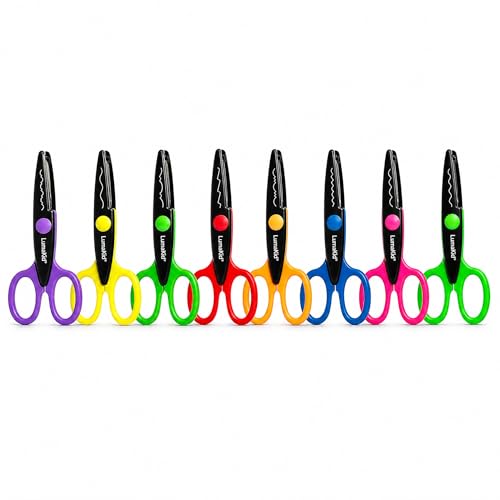 Decorative Craft Scissors Set, 8 PCS 5.5 Inch Funny Pattern Edge Scissors | 8 Wavy, Zigzag & Decorative Border Shapes for Kids Paper Crafts, Scrapbooking, Card Making, Journals, Tags & Classroom Art - size: 8 Pack