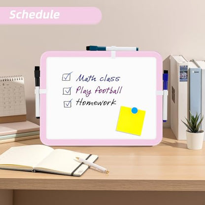 VUSIGN Small White Board Dry Erase, 8.5'' x 11'' Magnetic Dry Erase Board, Mini Whiteboard with Markers for Students, Fridge, Wall, Locker, Pink - color: F-pink
