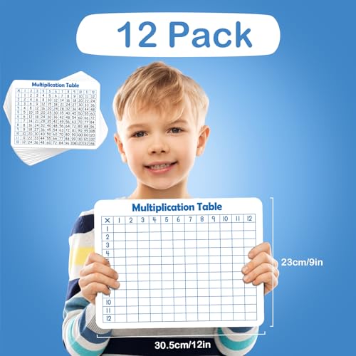 Aizweb 12 Pack Multiplication Chart Dry Erase Board Card,12" x 9" Multiplication Table Times Table Small Whiteboard Math Manipulatives for Kids Student Classroom Must Have Homeschool Teacher Supplies - style: 12 Pack Multiplication