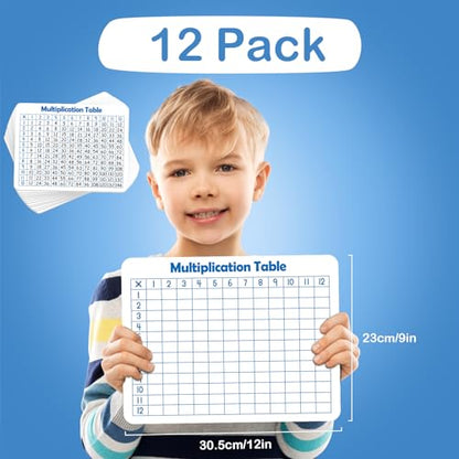 Aizweb 12 Pack Multiplication Chart Dry Erase Board Card,12" x 9" Multiplication Table Times Table Small Whiteboard Math Manipulatives for Kids Student Classroom Must Have Homeschool Teacher Supplies - style: 12 Pack Multiplication