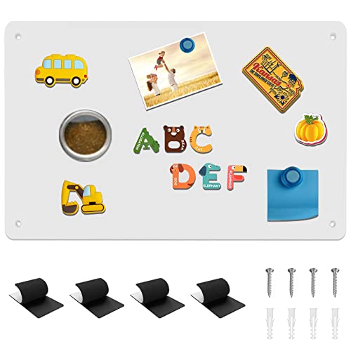 Magnetic Board,17.1" x 11.8" Magnet Display,for Magnets and Bulletin Board,Suitable for Wall, Refrigerator, Compartment, Cabinet etc,Comes with Dual Lock Tape for Easy Hanging (White) - color: White, size: 17.1"W x 11.8"H - 1 Pack