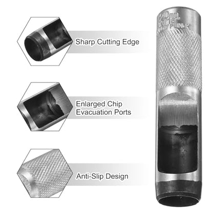 HARFINGTON 2pcs Leather Round Hole Punch, 20mm Hollow Hole Puncher Cutter Carbon Steel Circle Hole Punching Cutting Tool for Belt/DIY Leather Craft - size: 20mm