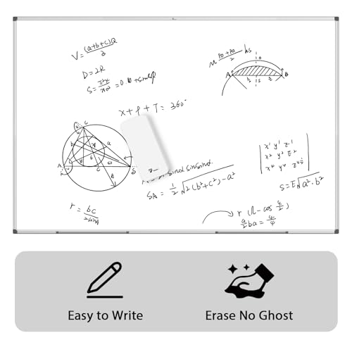 TOWON Silver Border Whiteboard Dry Erase, 72x48 in White Board Dry Erase, Presentation Magnetic Aluminum Framed Whiteboard, Dry Erase Board Wall Mounted with Markers, Pen Tray, Magnets, Cleaning Wipe - size: 72‘’ x 48‘’ Silver