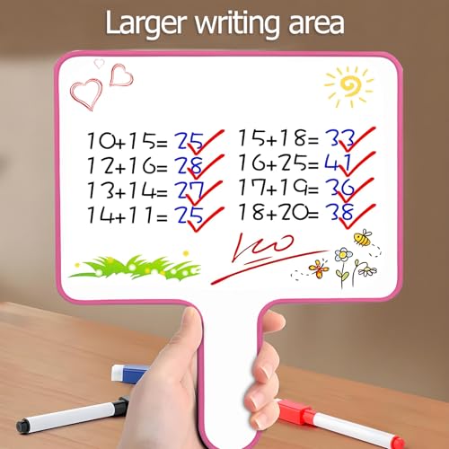 Dry Erase Paddles Handheld with Erasers Portable Double Sided Whiteboard Answer Board Auction Paddles for Students Teachers Classroom Office (Red) - color: Red