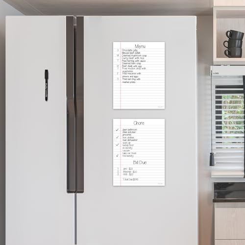 Magnetic Dry Erase Board – 8.5”x11” Reusable Lined Dry Erase List Board for Fridge 2 Pcs – Marker Included - style: White 2 Pcs