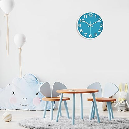 HIPPIH Wall Clock 2 Pack, 10 Inch Modern Wall Clocks Battery Operated, Non Ticking Silent Wall Clock, Simple Small Analog Wall Clock for Living Room, Bedroom, Kitchen, School, Office, Blue - color: Blue, size: 10 inches