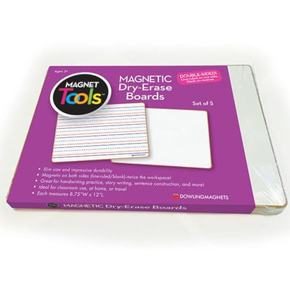 Dowling Magnets Magnetic Dry-Erase Boards – Double-Sided Ruled/Blank – 12" Long x 8.75" Wide – Pack of 5. (735206), White - size: 12 inches x 8.75 inches