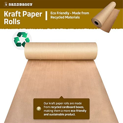 Durable Kraft Paper Rolls - 75 lb. Recycled Brown Paper by Sandbaggy - size: 1 roll - 3 ft x 475 feet/roll (1425 sq ft)