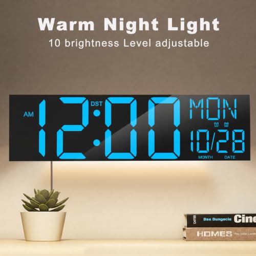 JALL 30" Giant Digital Wall Clock, Extra Large LED Clock with Remote, Huge Wall Clock with Jumbo Numbers for Living Room, Gym, Blue - color: Blue, size: 30 inches