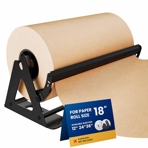 DIY Crew 18 Inch Paper Roll Dispenser and Cutter - Heavy-Duty Wall Mountable, Non Slip Tabletop - Kraft, Freezer, Butcher Paper - Up to 1000ft Rolls - color: Matte Black, size: 18"