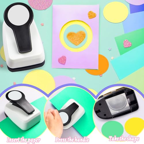 Circle Punch, Hole Puncher for Crafts, Paper Punches for Crafting, 1 inch Circle Hole Punch, Crafts Punches, Round Puncher Cutter - color: Circle