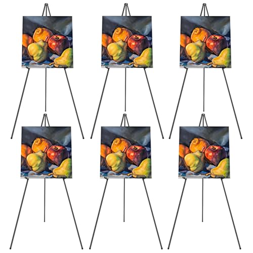 PUJIANG 6 Pack Easel for Display, Foldable Easel Stand, Metal Easels for Displaying Pictures, 63" Easels for Signs Wedding Poster Sign Holder, Art Easel for Painting with Case