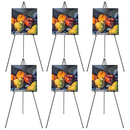 PUJIANG 6 Pack Easel for Display, Foldable Easel Stand, Metal Easels for Displaying Pictures, 63" Easels for Signs Wedding Poster Sign Holder, Art Easel for Painting with Case