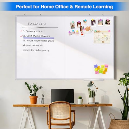 Magnetic White Board Dry Erase Board for Wall，48" x 46" (4ft x 3ft) Wall-Mounted Aluminum Frame Marker Board, Foldable Portable Whiteboard with a Long Pen Tray for School, Classroom, Office & Home - size: 48"W x 36"H, style: Style B
