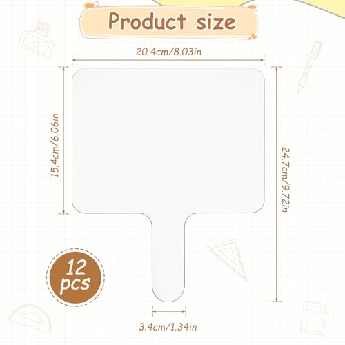 JJUNW 12 PCS 8 x 10 Inch Dry Erase Paddle, Handheld Wooden White Board Double Sided Dry Erase Signs Auction Paddles for Students Classroom Office Meeting Voting Answers Shower Games Party