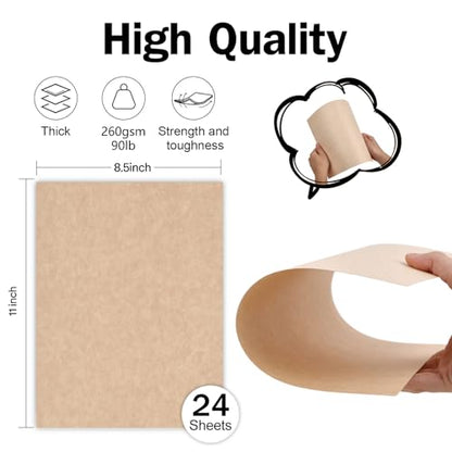 24 Sheets Parchment Cardstock 8.5 x 11 Textured Printer Paper, Goefun 90lb Tan Card Stock Printer Paper for Scrapbooking, Cardmaking, Invitations and Crafts - color: parchment