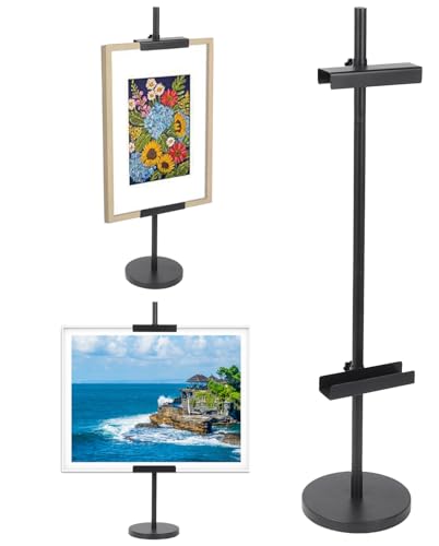 BestYiJo Easel Stand, Tabletop Picture Frame Stand, With Adjustable Knob for Paintings Up to 31.5 inches, Black Metal Standing Easel Display Stand, Table top Easels for Display