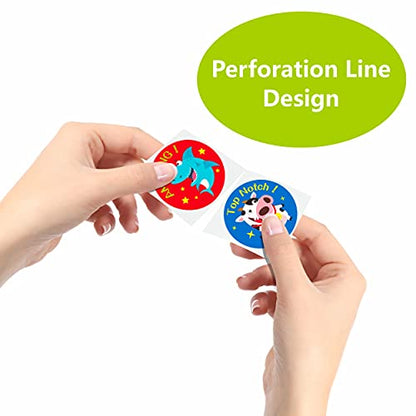 600 Incentive Stickers Adorable Round Animal Encouraging Stickers Teacher Reward Motivational Sticker in 16 Designs with Perforated Line (Each Measures 1.5" in Diameter) - style: Cartoon Animal