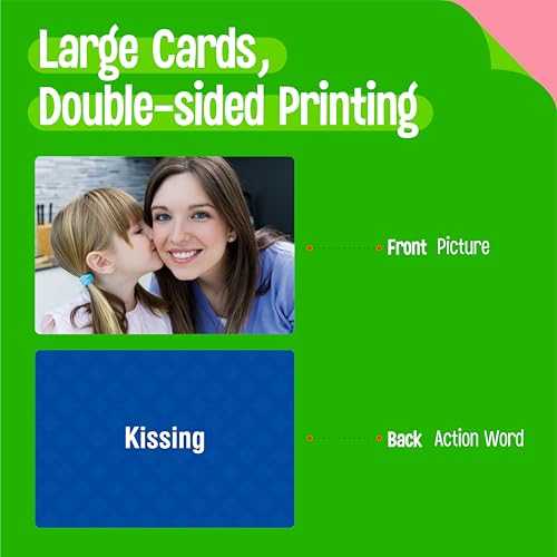100 Verb Flashcards, Picture & Word Cards Action Language Builder Visual Aid Language Learning Tool for Autism, ESL Teaching Materials for Adults, Non-Verbal Children Vocabulary Builder for Kids - style: 100 Verb Flashcards