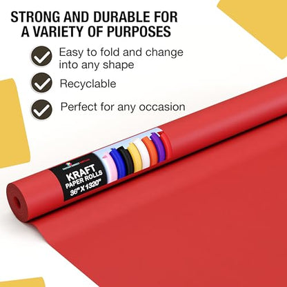 Crown Display Red Kraft Paper Roll - 36" X 1320" (110' Ft) - Shipping & Packing Paper - color: Red, size: 36" x 1320"