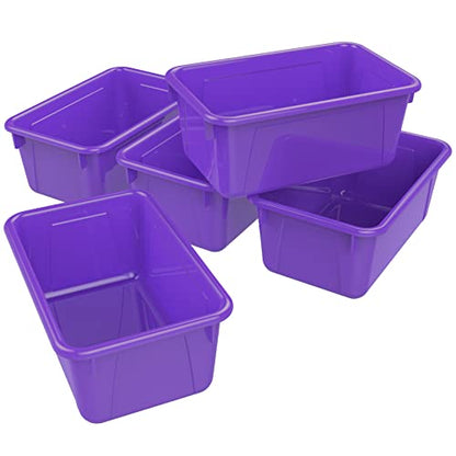 Storex Small Cubby Bins – Plastic Storage Containers for Classroom, 12.2 x 7.8 x 5.1 inches, Purple, 5-Pack (62419U05C) - color: Purple, style: Bin Only