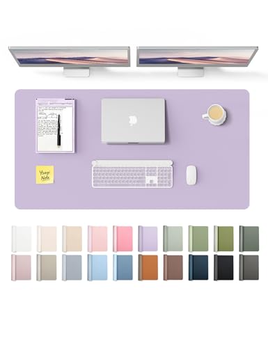 YSAGi Leather Desk Protector, Office Mat, Large Mouse Mat, Non-Slip PU Leather Blotter, Laptop Desk Pad, Waterproof Writing Pad for Office and Home (Light Purple, 47.2" x 23.6") - color: Light Purple, size: 47.2" x 23.6"