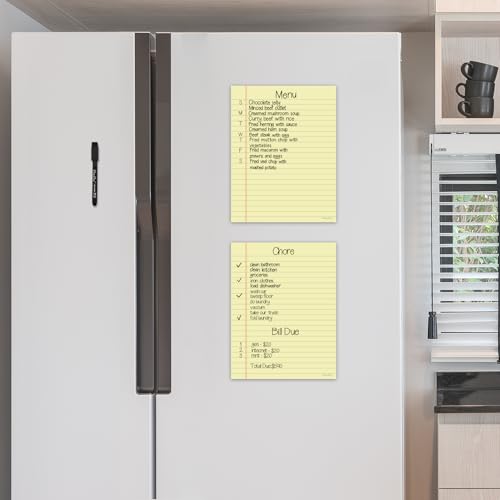Magnetic Dry Erase Board – 8.5”x11” Reusable Lined Dry Erase List Board Pcs – Marker Included - style: Yellow 2 Pcs
