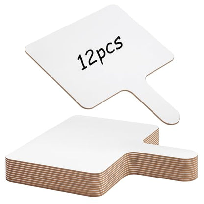 JJUNW 12 PCS 8 x 10 Inch Dry Erase Paddle, Handheld Wooden White Board Double Sided Dry Erase Signs Auction Paddles for Students Classroom Office Meeting Voting Answers Shower Games Party
